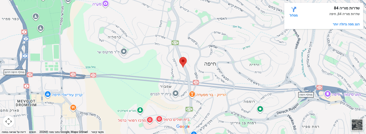 מפת הקליניקה — מוריה 84, חיפה